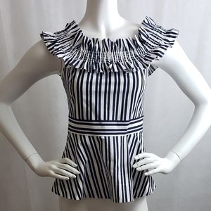 Kate Spade Black White Pinstripe Off the Shoulder